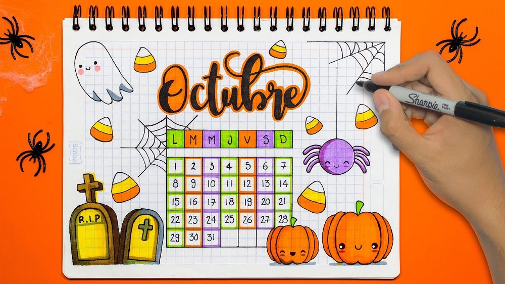 The tenth month of the year in Spanish, octubre in the calendar.