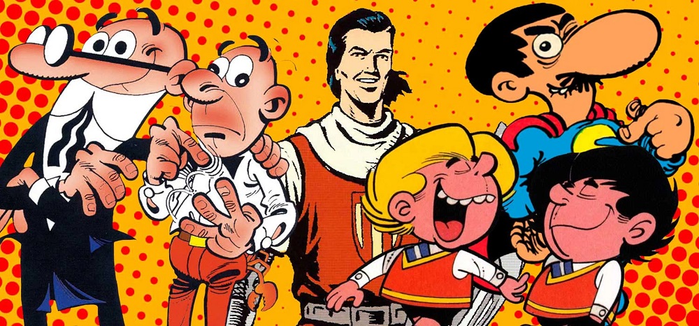 A collage of various characters from Spanish comics.